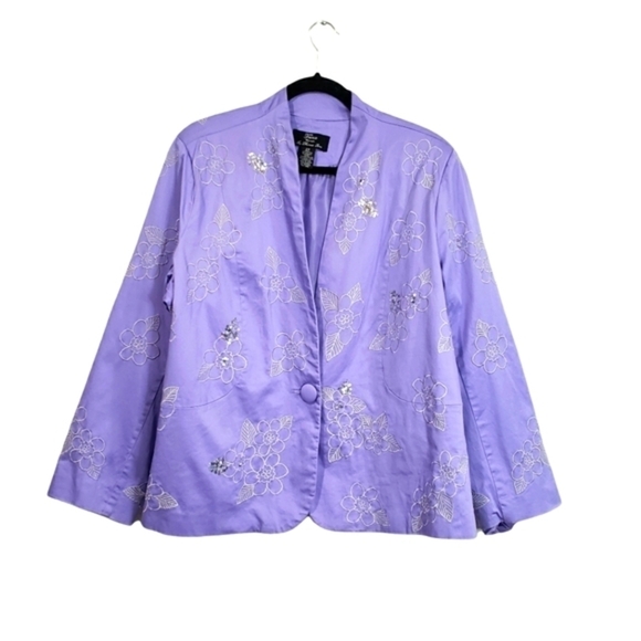Trenz By Thereza Renz Padded Shoulders Embroidered Blazer / Jacket size 2X - Picture 1 of 13